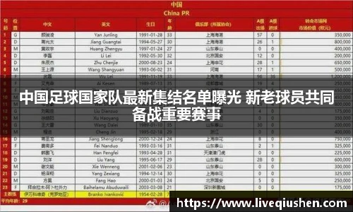 中国足球国家队最新集结名单曝光 新老球员共同备战重要赛事